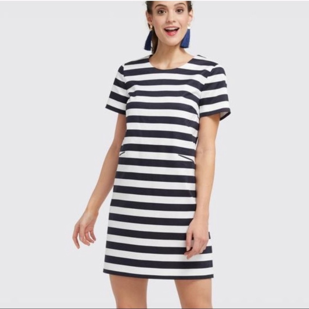 Draper James Navy and White Striped Dress